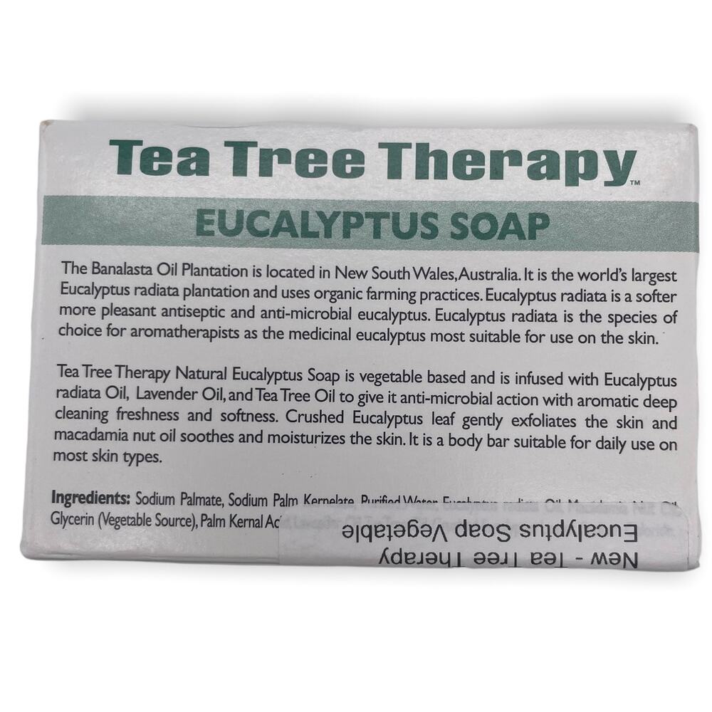 4-Pack Tea Tree Therapy Eucalyptus Soap 3.5 oz Vegetable Base Bar Exfoliating - Picture 4 of 4